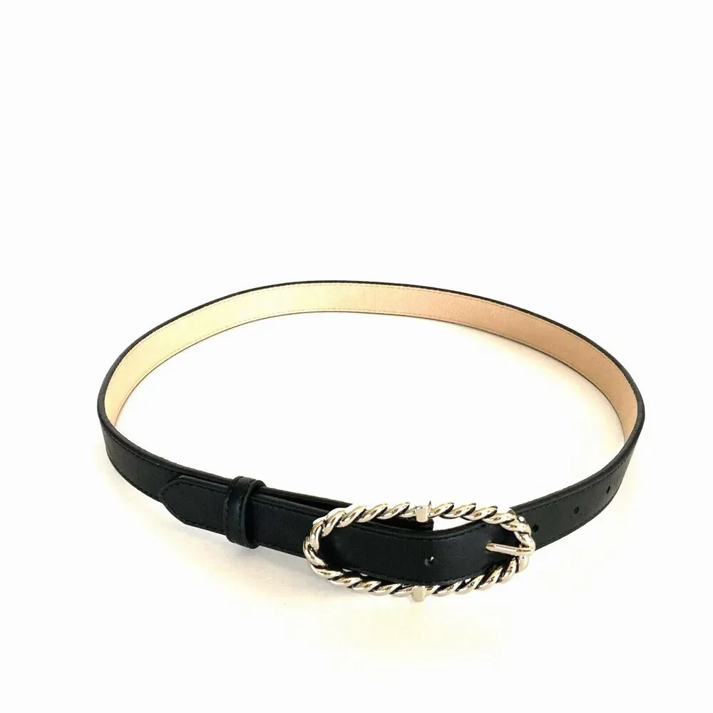 Women's Faux Leather Belt Size S Black 1